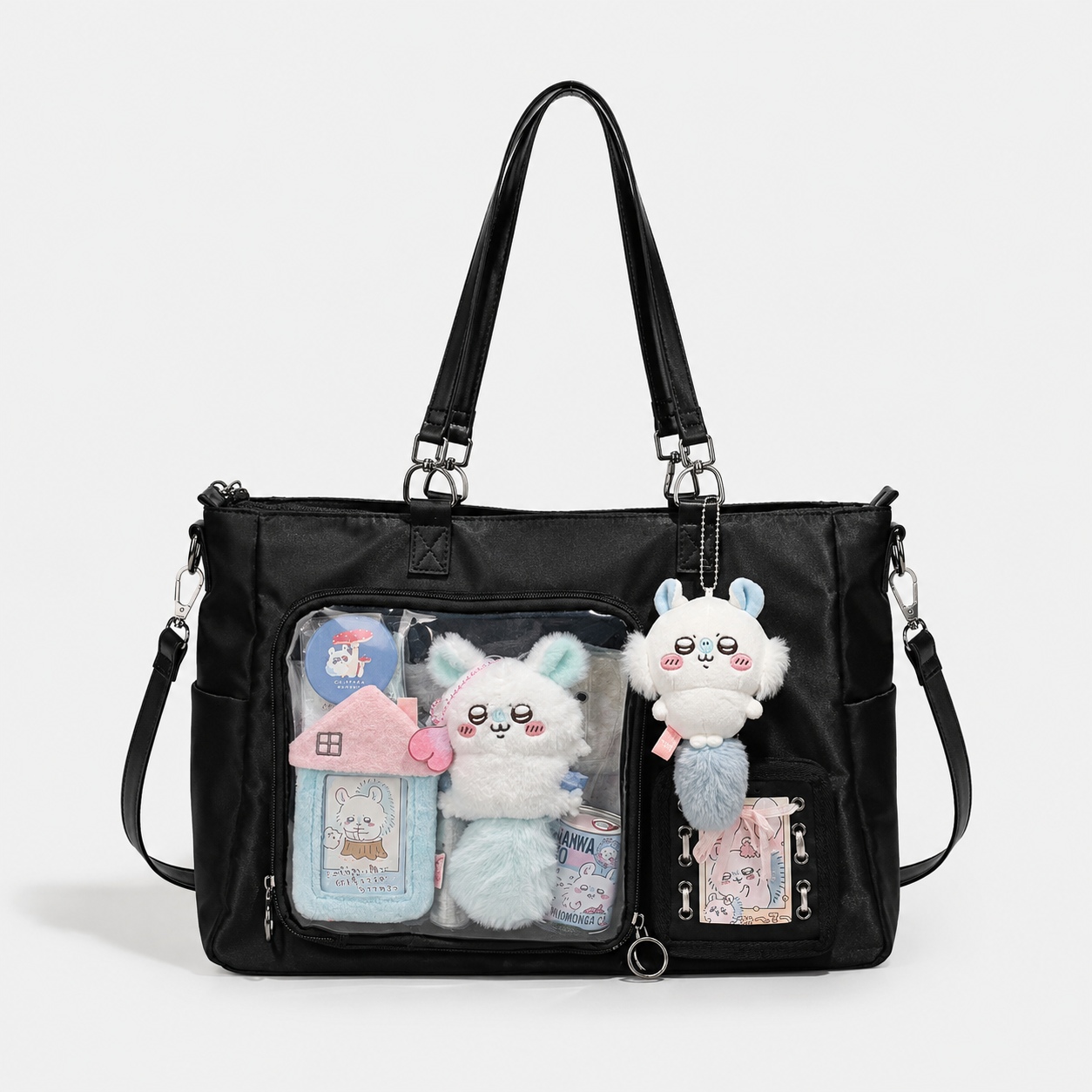 Black Clear-Pocket Ita Shoulder Bag