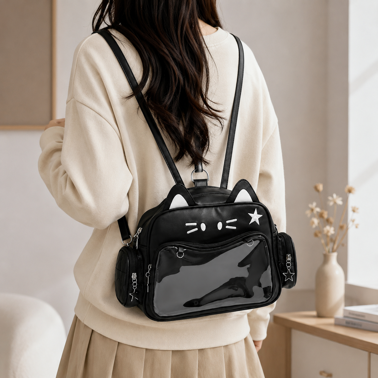 Cat-Themed Clear-Window Ita Backpack