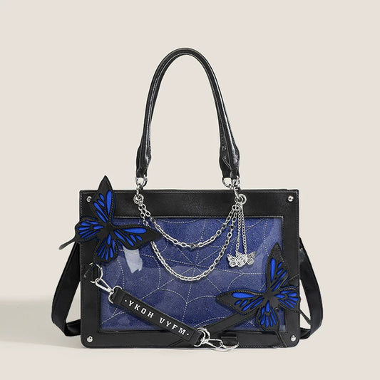 Gothic Butterfly Spiderweb Ita Shoulder Bag