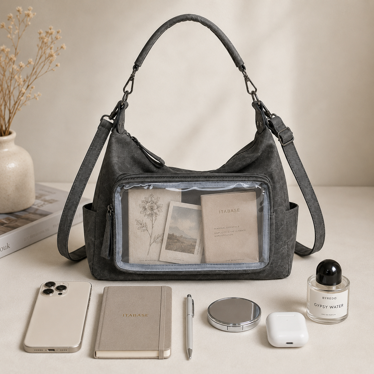 Japanese-Style Clear-Window Shoulder Bag