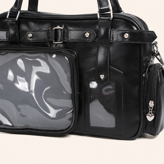 School-Style Large-Capacity Clear-Pocket Tote Bag