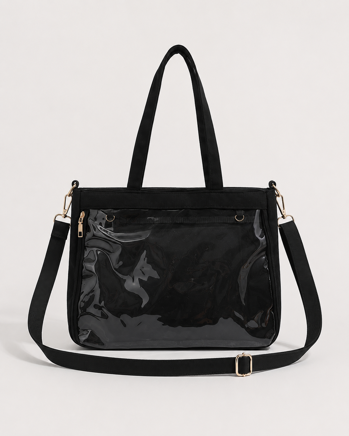 Black Ita Tote Bag with Clear Display Pocket