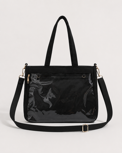 Black Ita Tote Bag with Clear Display Pocket