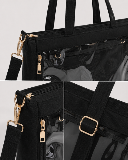 Black Ita Tote Bag with Clear Display Pocket