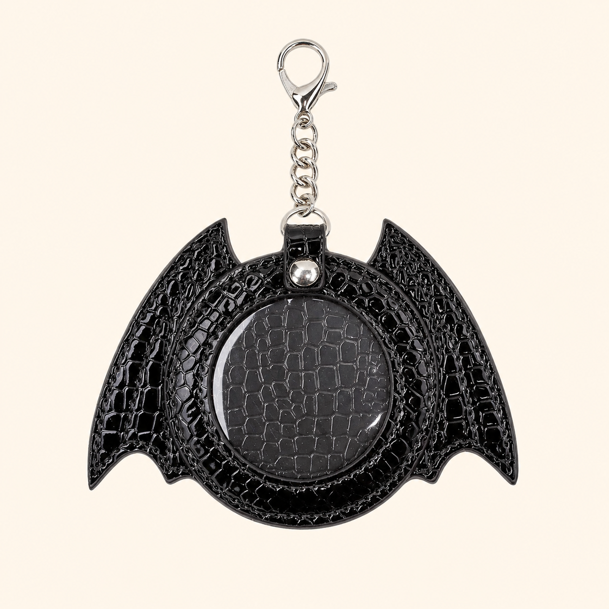 Gothic Bat Wing Badge Holder Ita Bag Charm (Black / White / Red)