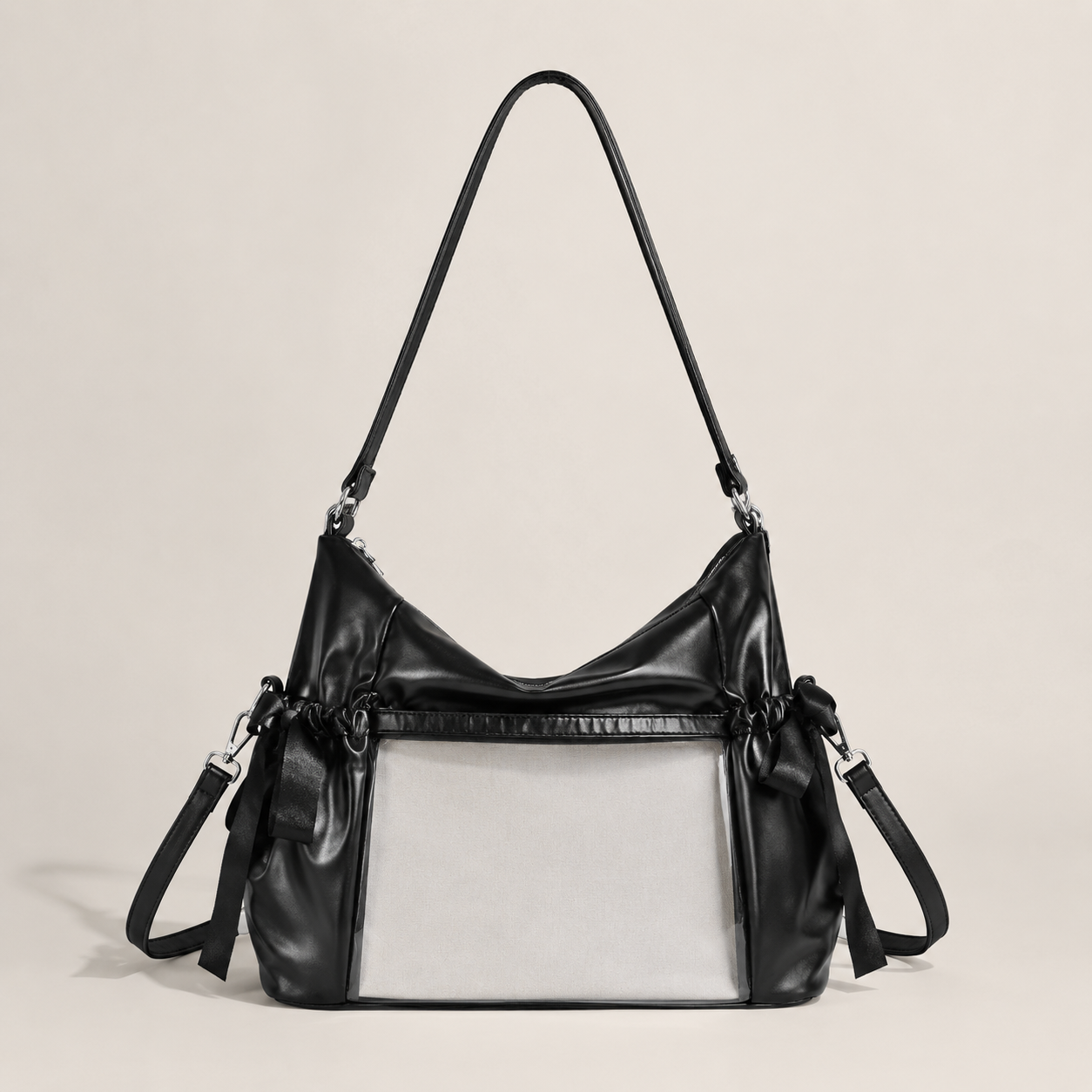 Bow Clear-Window Ita Crossbody Bag