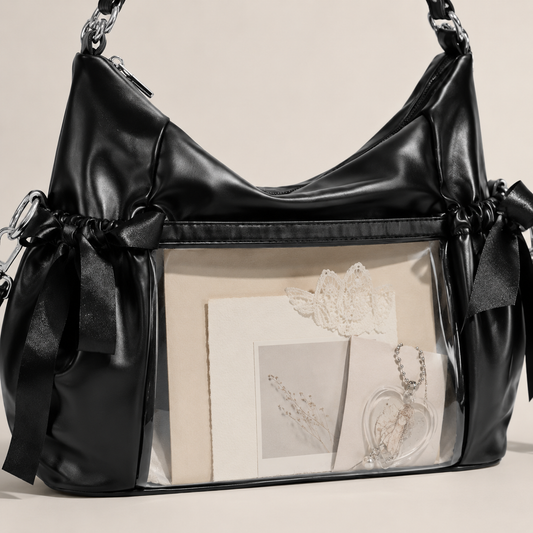 Bow Clear-Window Ita Crossbody Bag