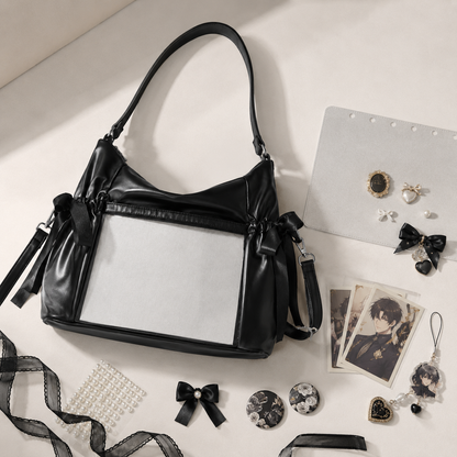 Bow Clear-Window Ita Crossbody Bag