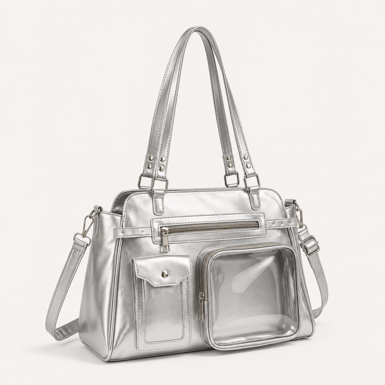 Clear-Pocket Crossbody Bag