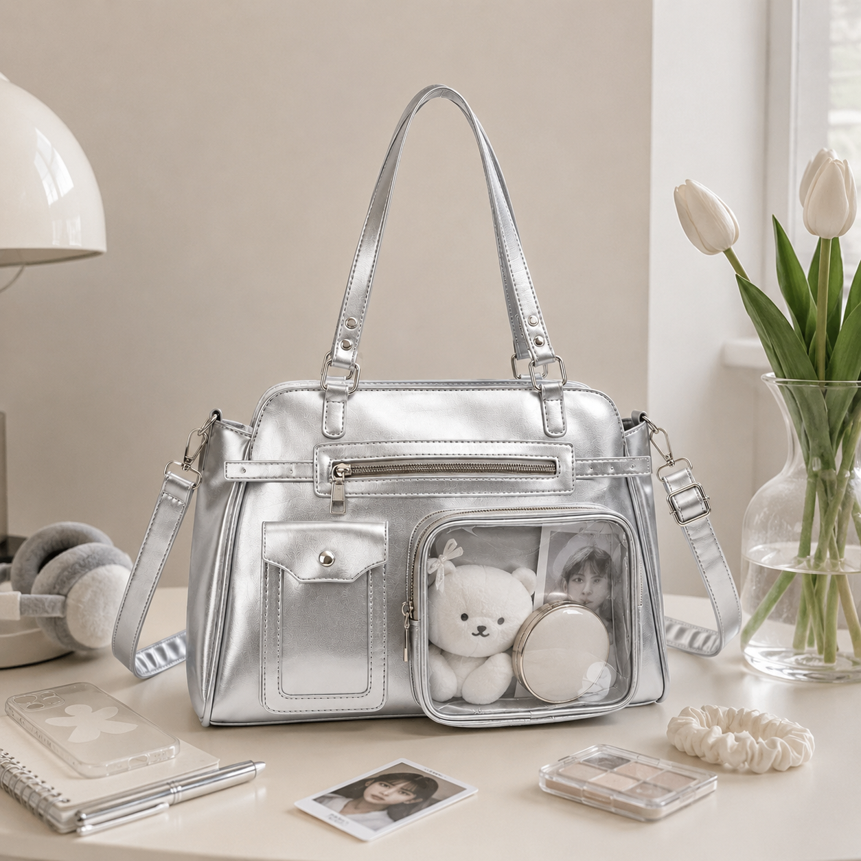 Clear-Pocket Crossbody Bag