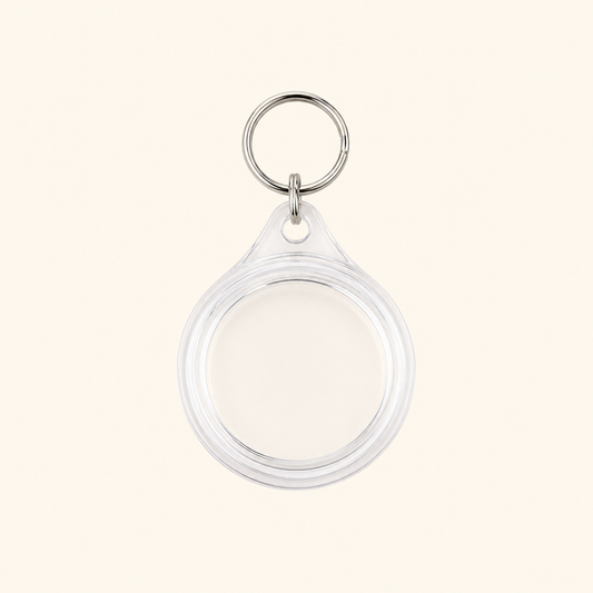 Clear Round Badge Protector Keychain Case