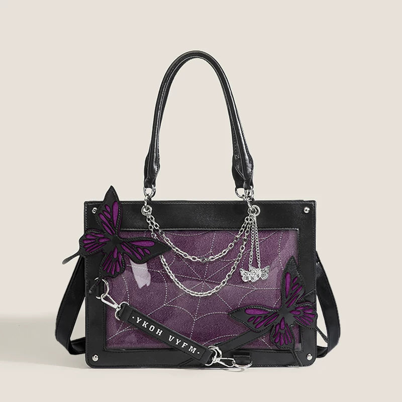 Gothic Butterfly Spiderweb Ita Shoulder Bag