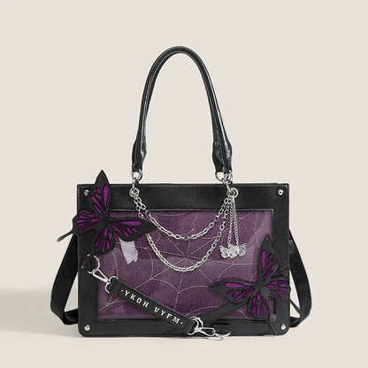 Gothic Butterfly Spiderweb Ita Shoulder Bag