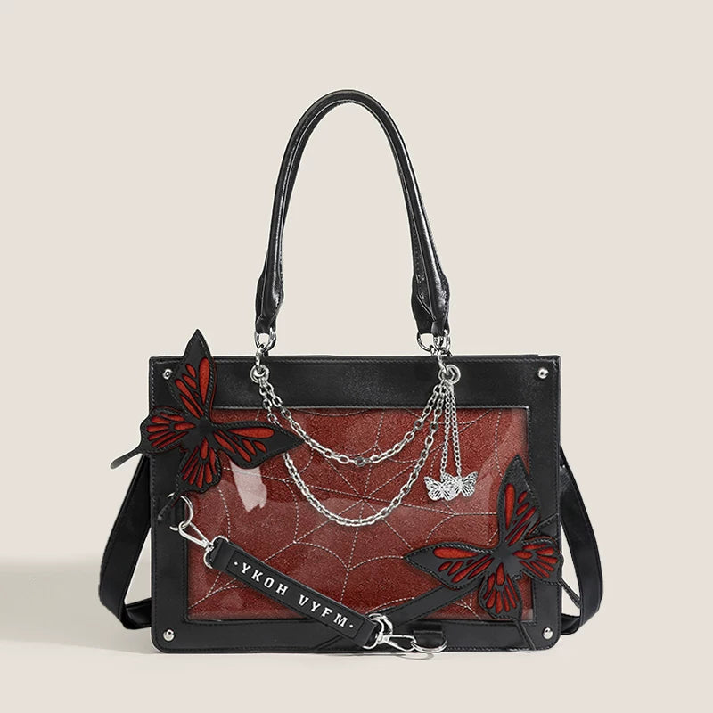 Gothic Butterfly Spiderweb Ita Shoulder Bag