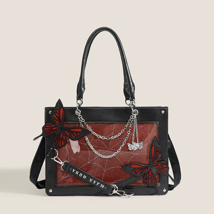 Gothic Butterfly Spiderweb Ita Shoulder Bag