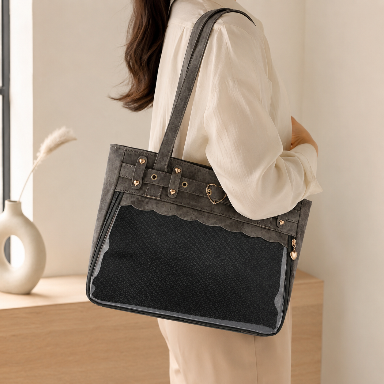 Heart Hardware Clear Window Ita Tote Bag