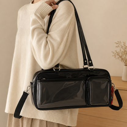 JK-Style Clear-Pocket Crossbody Bag