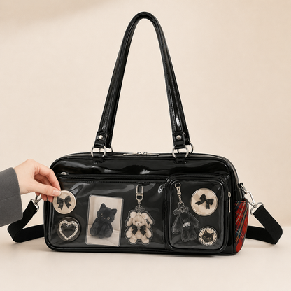 JK-Style Clear-Pocket Crossbody Bag