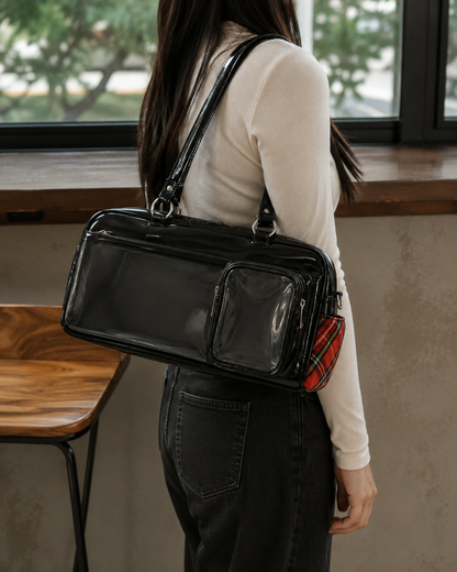 JK-Style Clear-Pocket Shoulder Bag