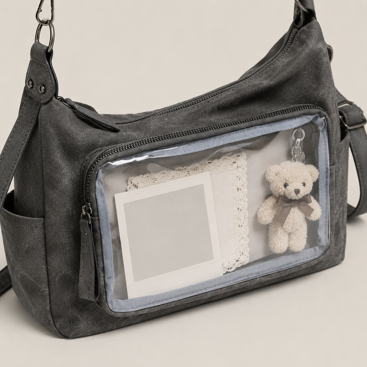 Japanese-Style Clear-Window Shoulder Bag