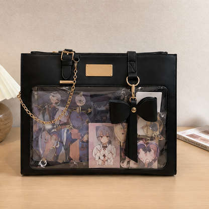 Japanese Bow Clear-Window Ita Tote Bag
