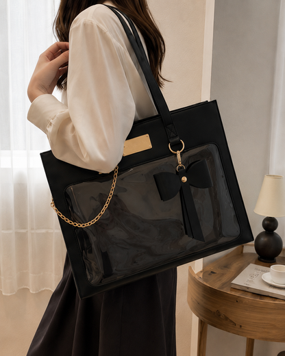 Japanese Bow Clear-Window Ita Tote Bag