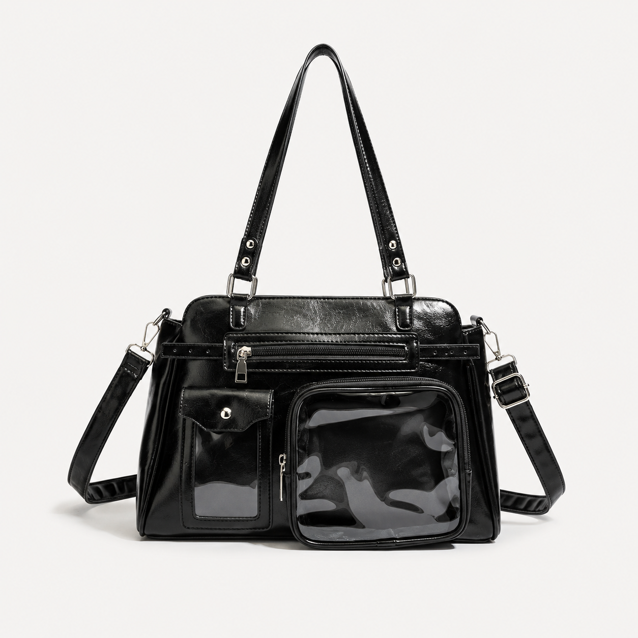 Retro Clear-Pocket Ita Tote Bag