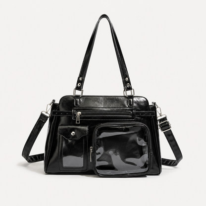 Retro Clear-Pocket Ita Tote Bag