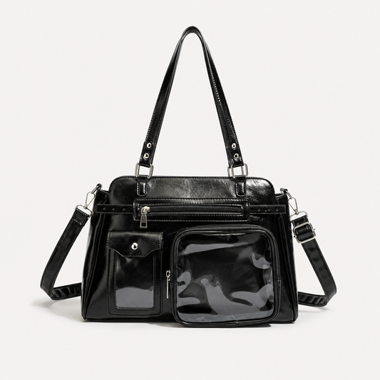 Retro Clear-Pocket Ita Tote Bag