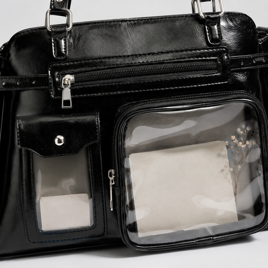 Retro Clear-Pocket Ita Tote Bag