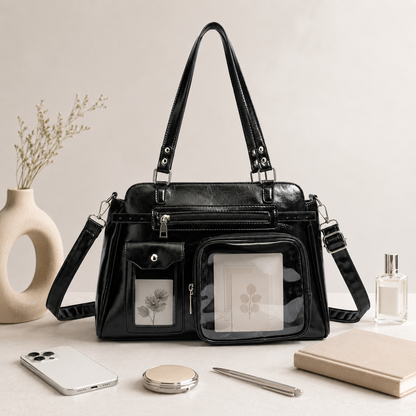 Retro Clear-Pocket Ita Tote Bag