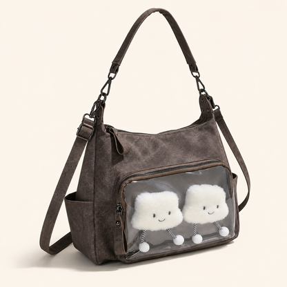 Soft Carry Ita Shoulder Bag with Clear Display Window
