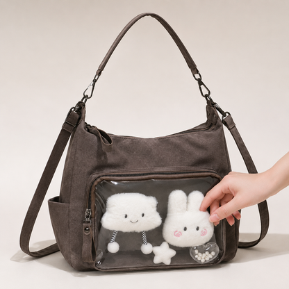 Soft Carry Ita Shoulder Bag with Clear Display Window