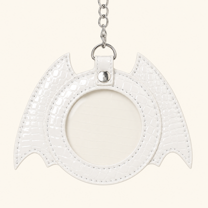 Gothic Bat Wing Badge Holder Ita Bag Charm (Black / White / Red)